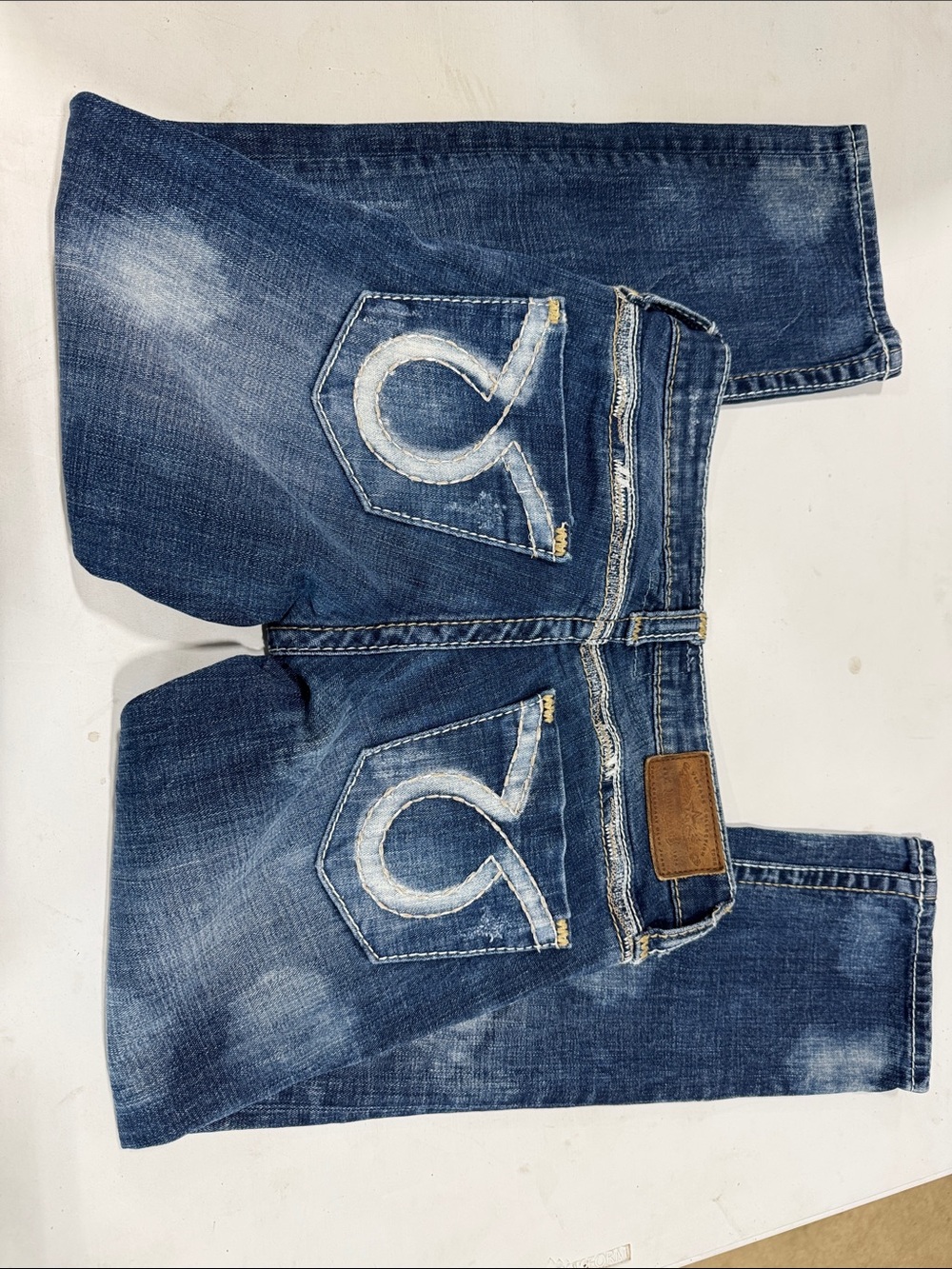 Big Star Women's Blue Cropped Ankle Jeans with Distressed Back Pockets